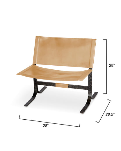 Alessa Tan Leather Accent Sling Chair-Accent Chairs-Jamie Young-Sideboards and Things