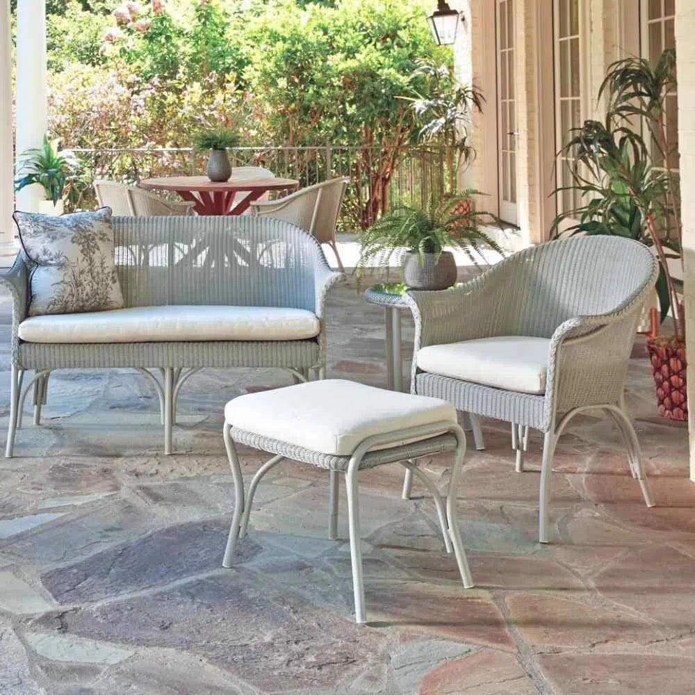 All Seasons Patio Ottoman Bench Padded Seat Outdoor -- view 2
