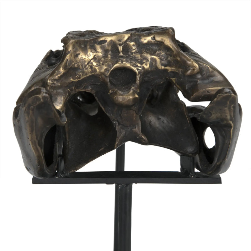 Alligator On Stand Antique Brass Medium Sculpture-Statues & Sculptures-Noir-Sideboards and Things