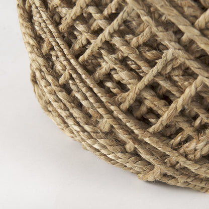 Mercana Allium Handwoven Wool Cylindrical Pouf