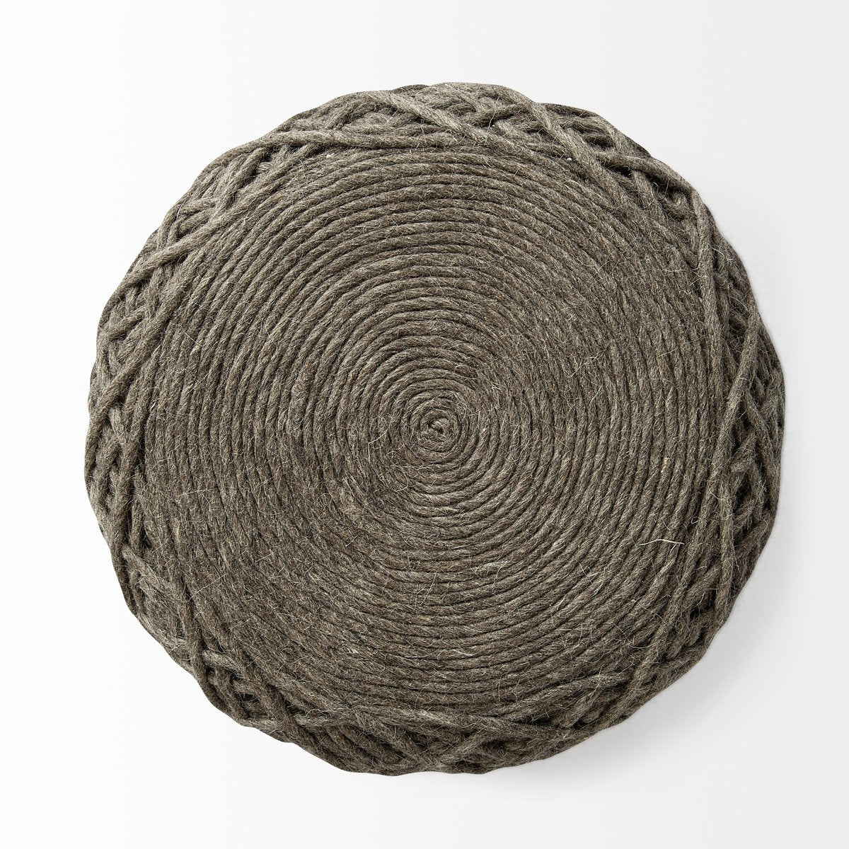 Mercana Allium Handwoven Wool Cylindrical Pouf