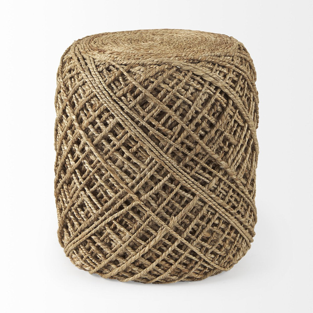 Mercana Allium Handwoven Wool Cylindrical Pouf