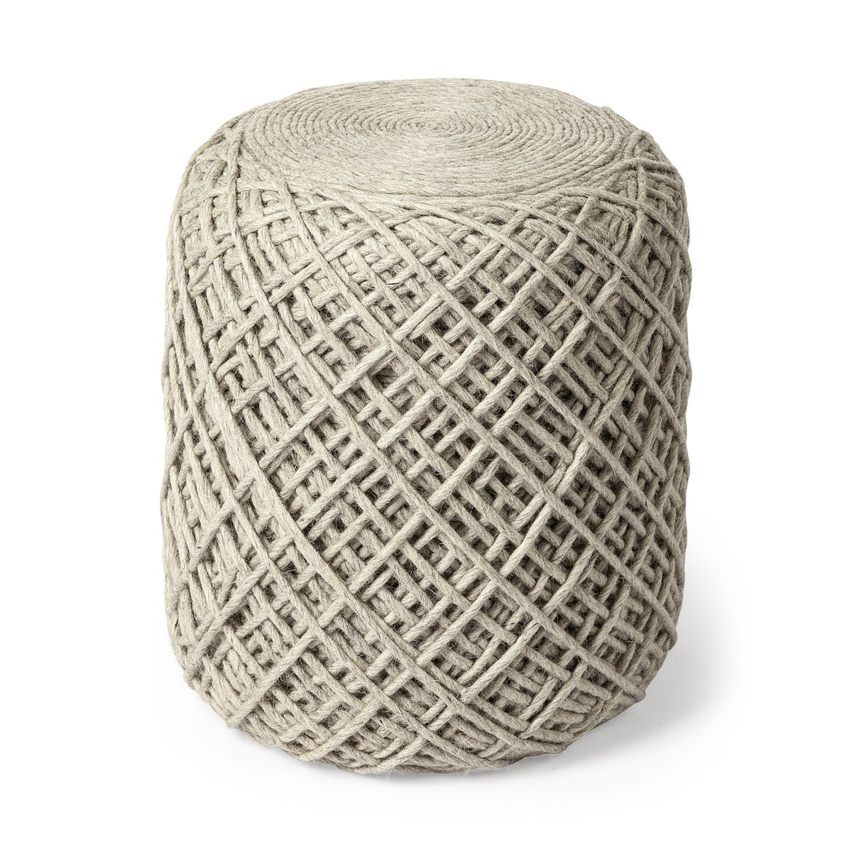 Mercana Allium Handwoven Wool Cylindrical Pouf