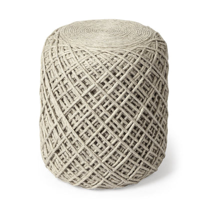 Mercana Allium Handwoven Wool Cylindrical Pouf