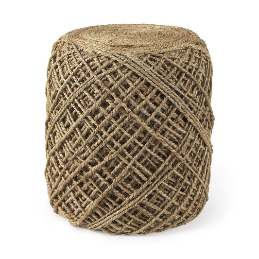 Mercana Allium Handwoven Wool Cylindrical Pouf