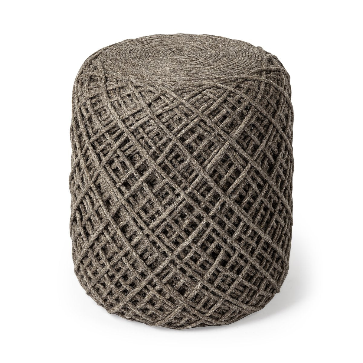 Mercana Allium Handwoven Wool Cylindrical Pouf