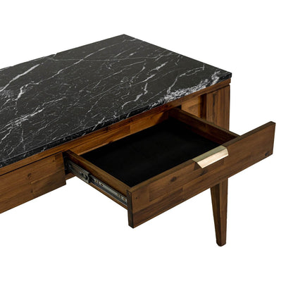LH Home Allure Black Marble Top Writing Desk