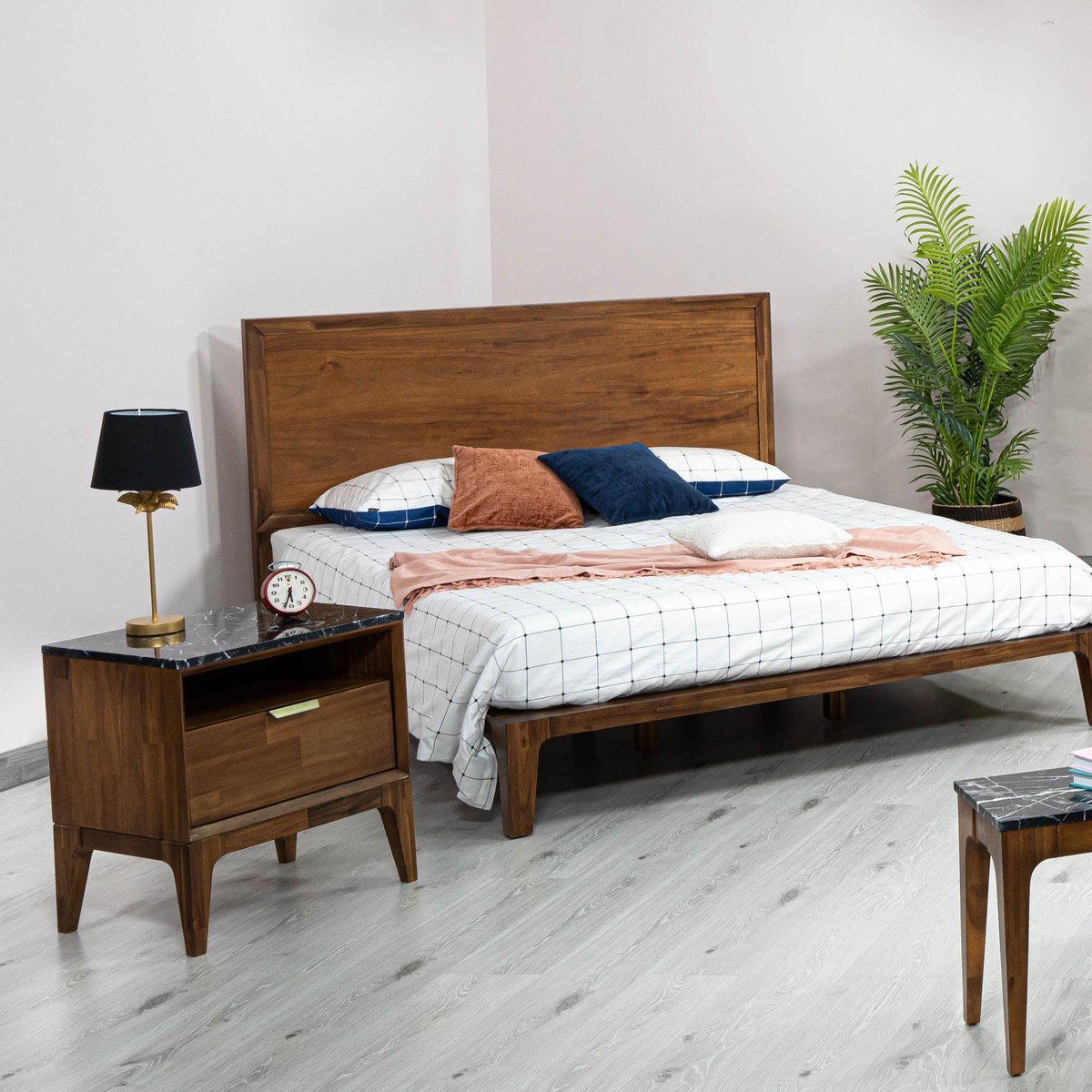 LH Home Allure One Drawer Wood Nightstand