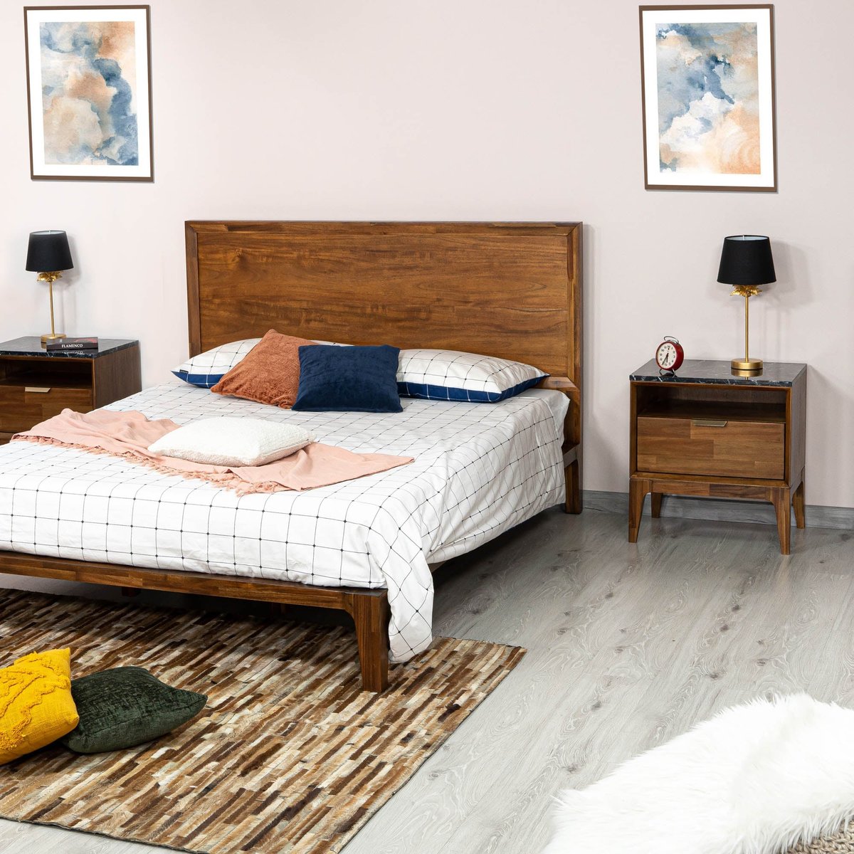 LH Home Allure One Drawer Wood Nightstand