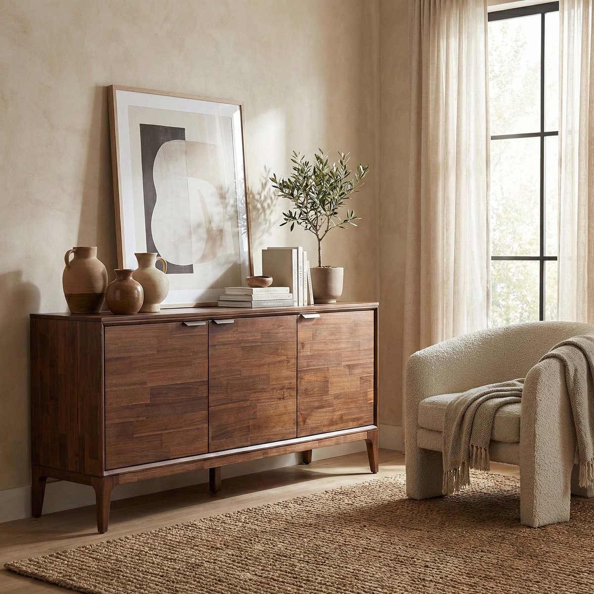 LH Home Allure Three Doors Wood Sideboard
