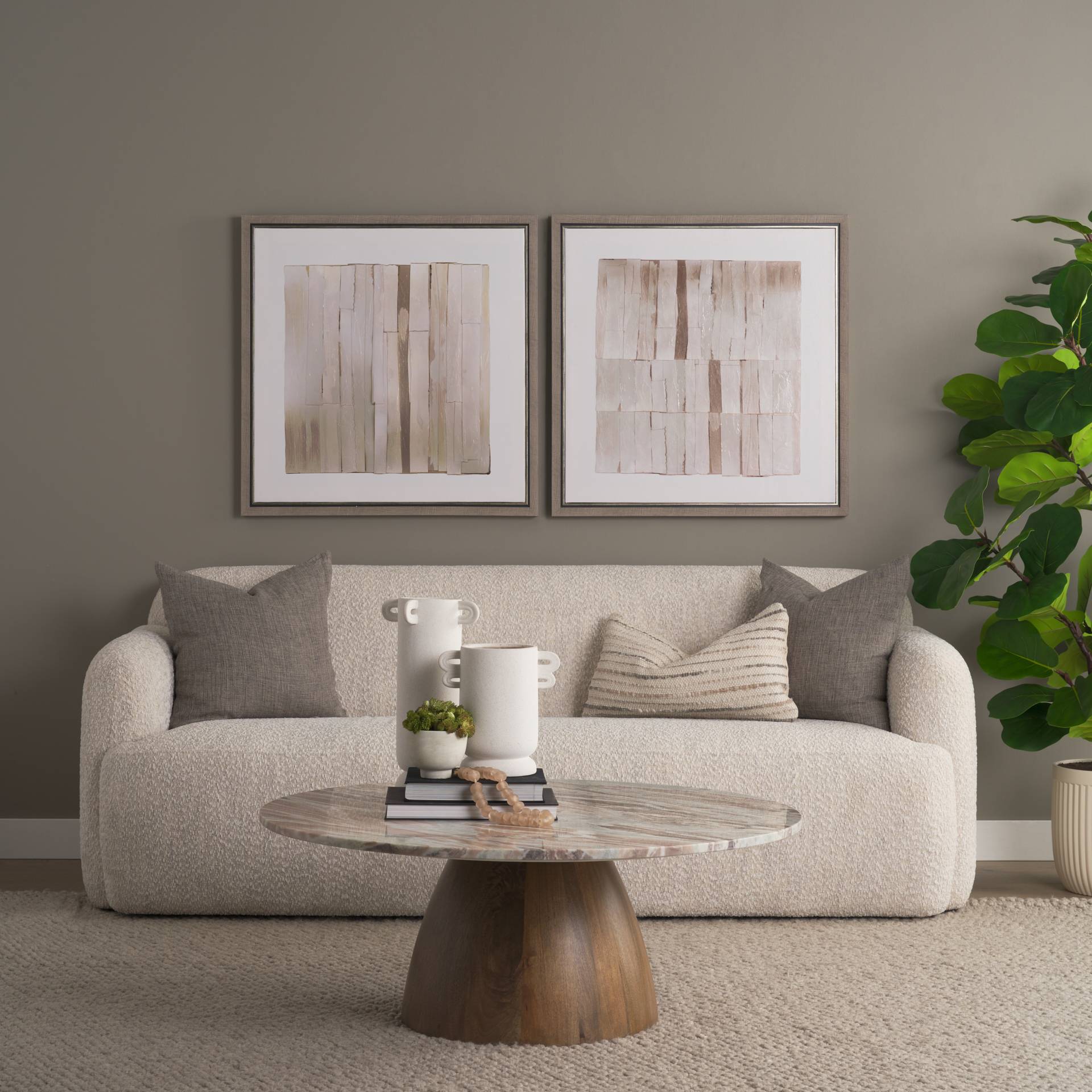 Mercana Allyson Pink Marble Top Round Coffee Table