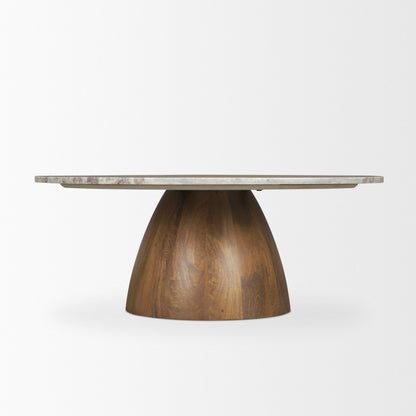 Mercana Allyson Pink Marble Top Round Coffee Table