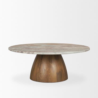 Mercana Allyson Pink Marble Top Round Coffee Table