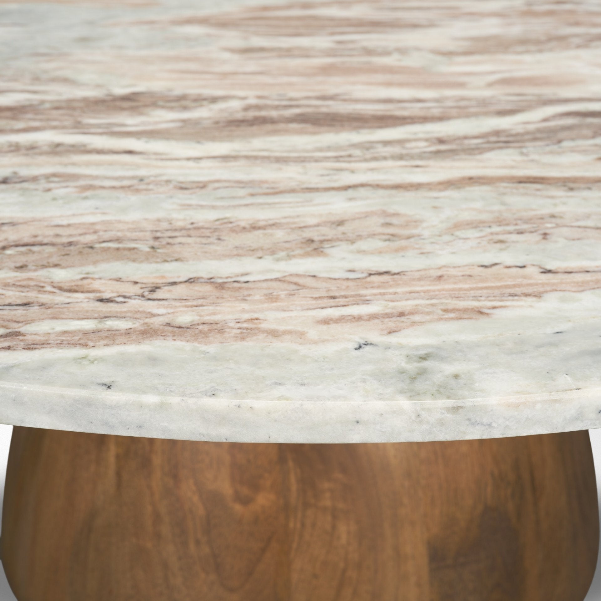 Mercana Allyson Pink Marble Top Round Coffee Table