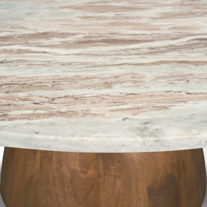 Mercana Allyson Pink Marble Top Round Coffee Table