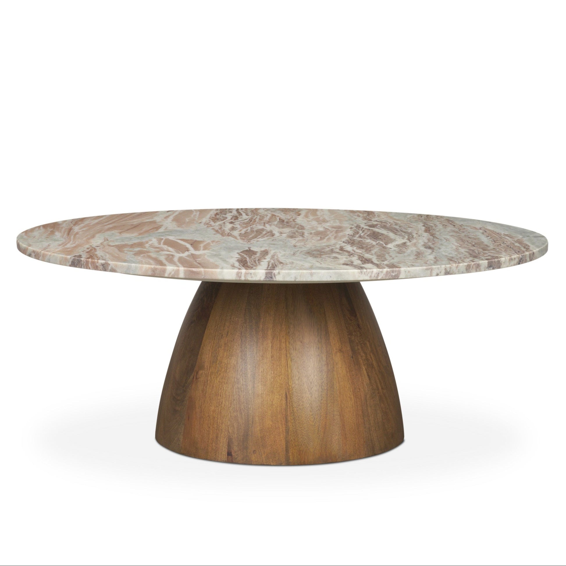 Mercana Allyson Pink Marble Top Round Coffee Table