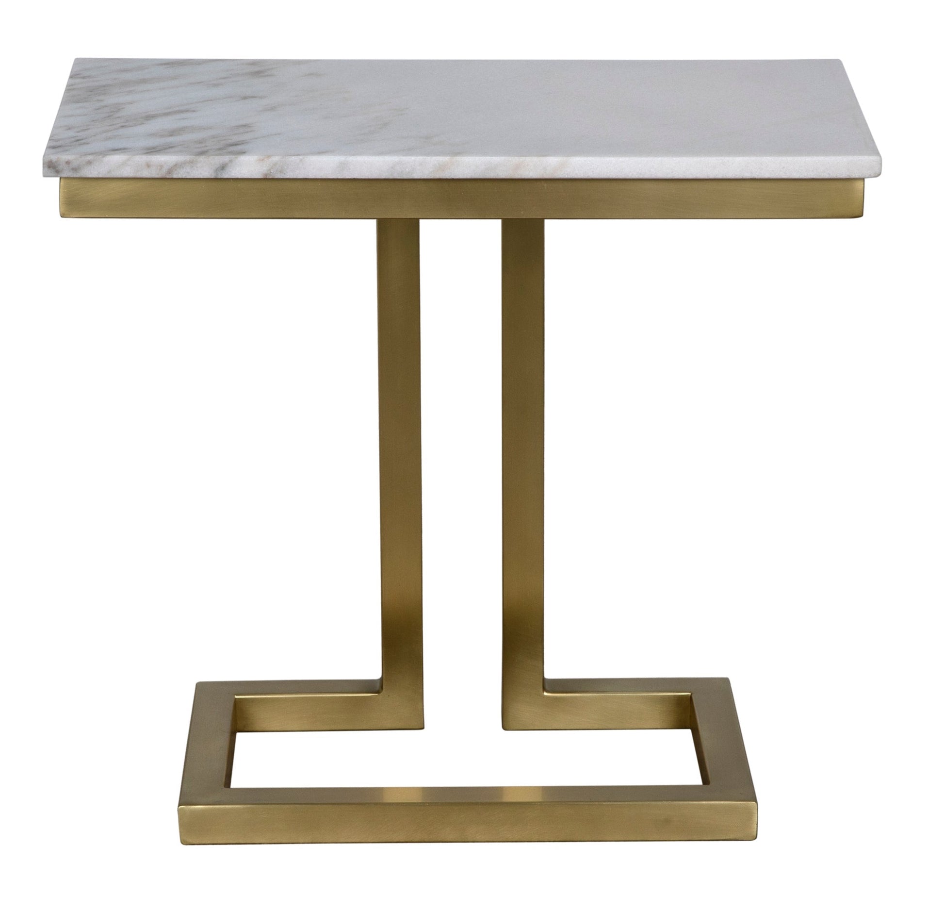 Alonzo Steel and Marble White Rectangle Side Table-Side Tables-Noir-Sideboards and Things