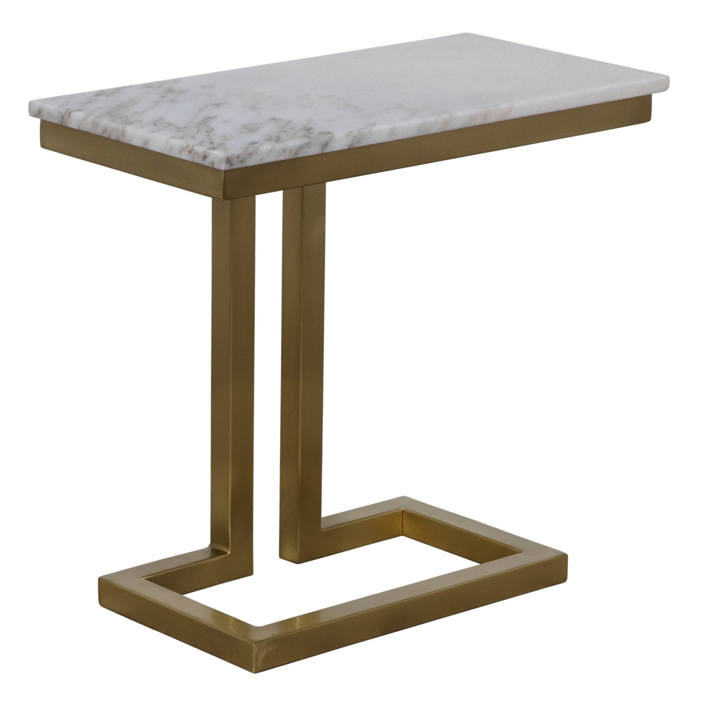 Alonzo Steel and Marble White Rectangle Side Table-Side Tables-Noir-Sideboards and Things