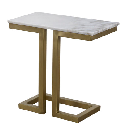 Alonzo Steel and Marble White Rectangle Side Table-Side Tables-Noir-Sideboards and Things