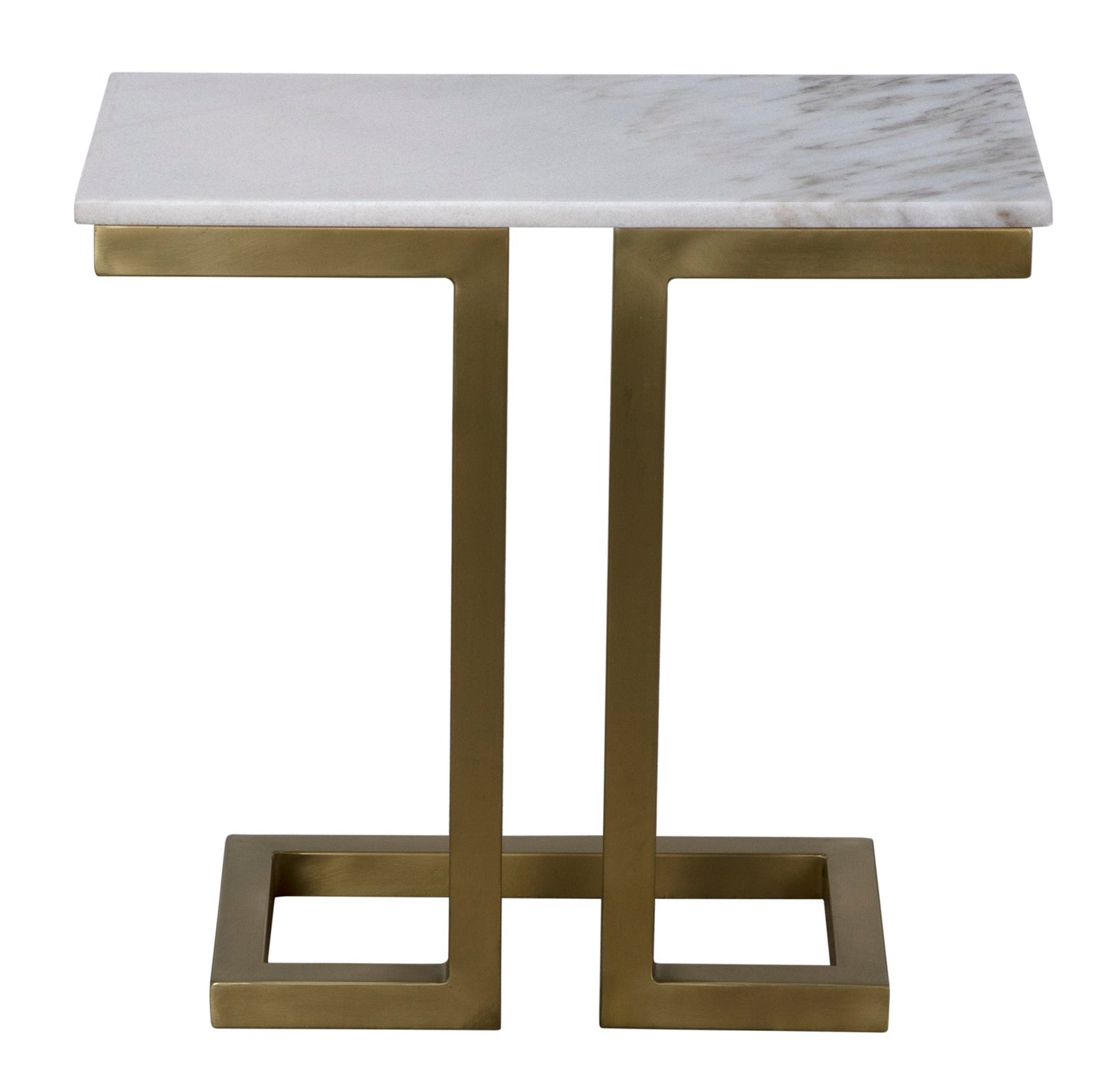 Alonzo Steel and Marble White Rectangle Side Table-Side Tables-Noir-Sideboards and Things