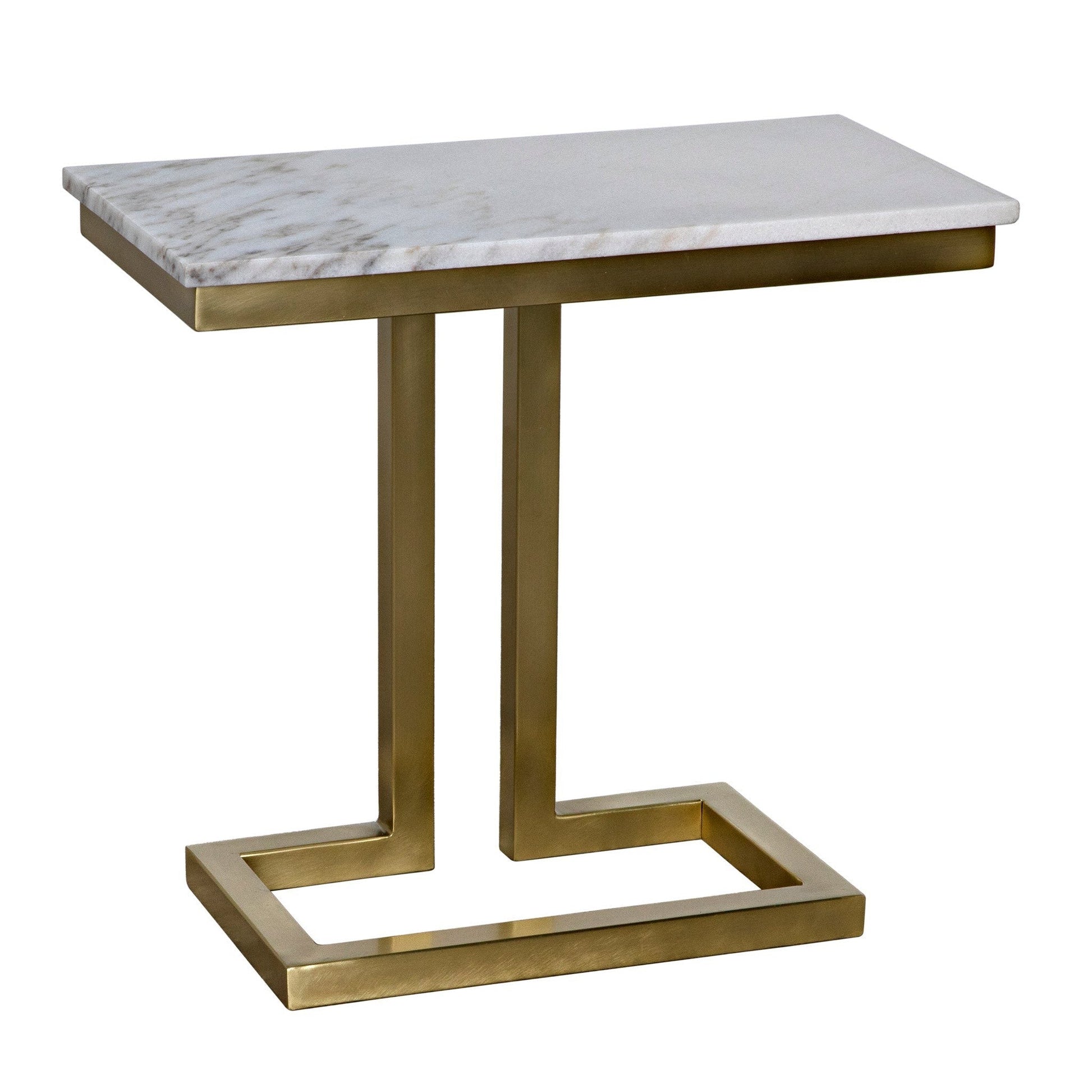 Alonzo Steel and Marble White Rectangle Side Table-Side Tables-Noir-Sideboards and Things