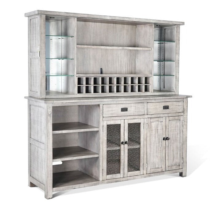 Alpine Buffet And Hutch Grey-Buffets & Curios-Sunny D-Sideboards and Things