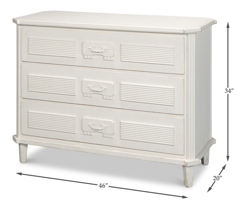 Altus Commode Antique White Three Drawers Chest-Chests-Sarreid-LOOMLAN