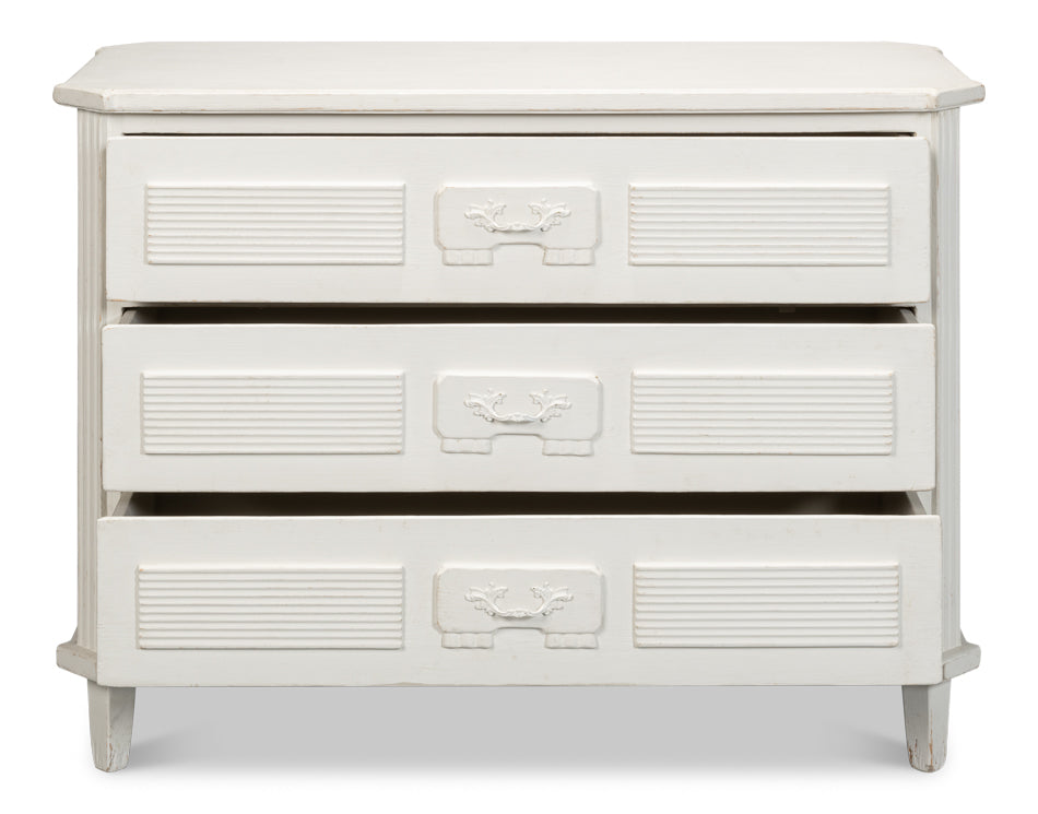 Altus Commode Antique White Three Drawers Chest-Chests-Sarreid-LOOMLAN