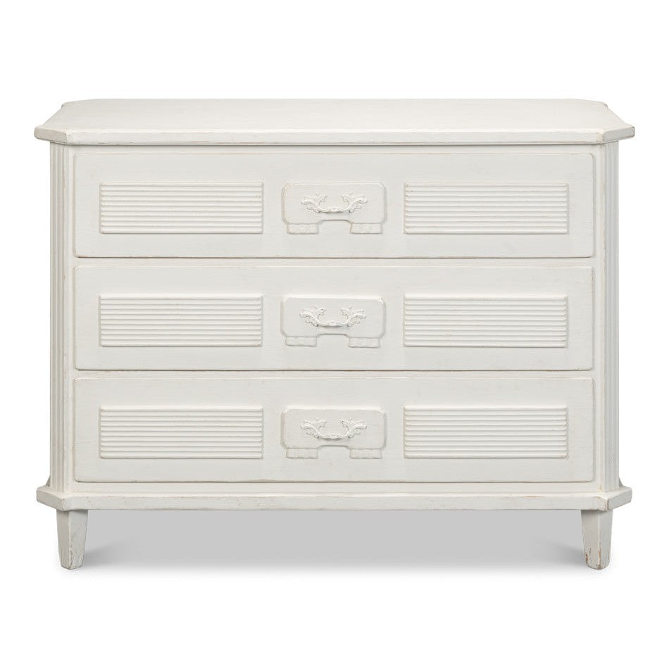 Altus Commode Antique White Three Drawers Chest-Chests-Sarreid-LOOMLAN