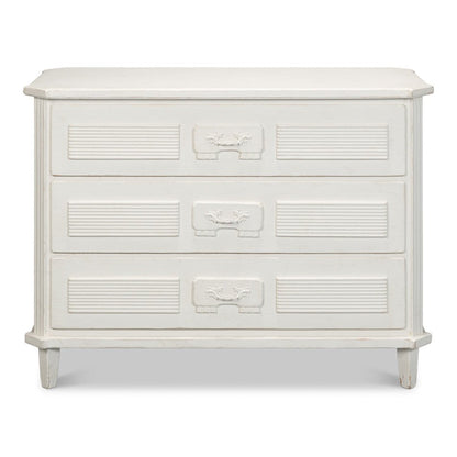 Altus Commode Antique White Three Drawers Chest-Chests-Sarreid-LOOMLAN