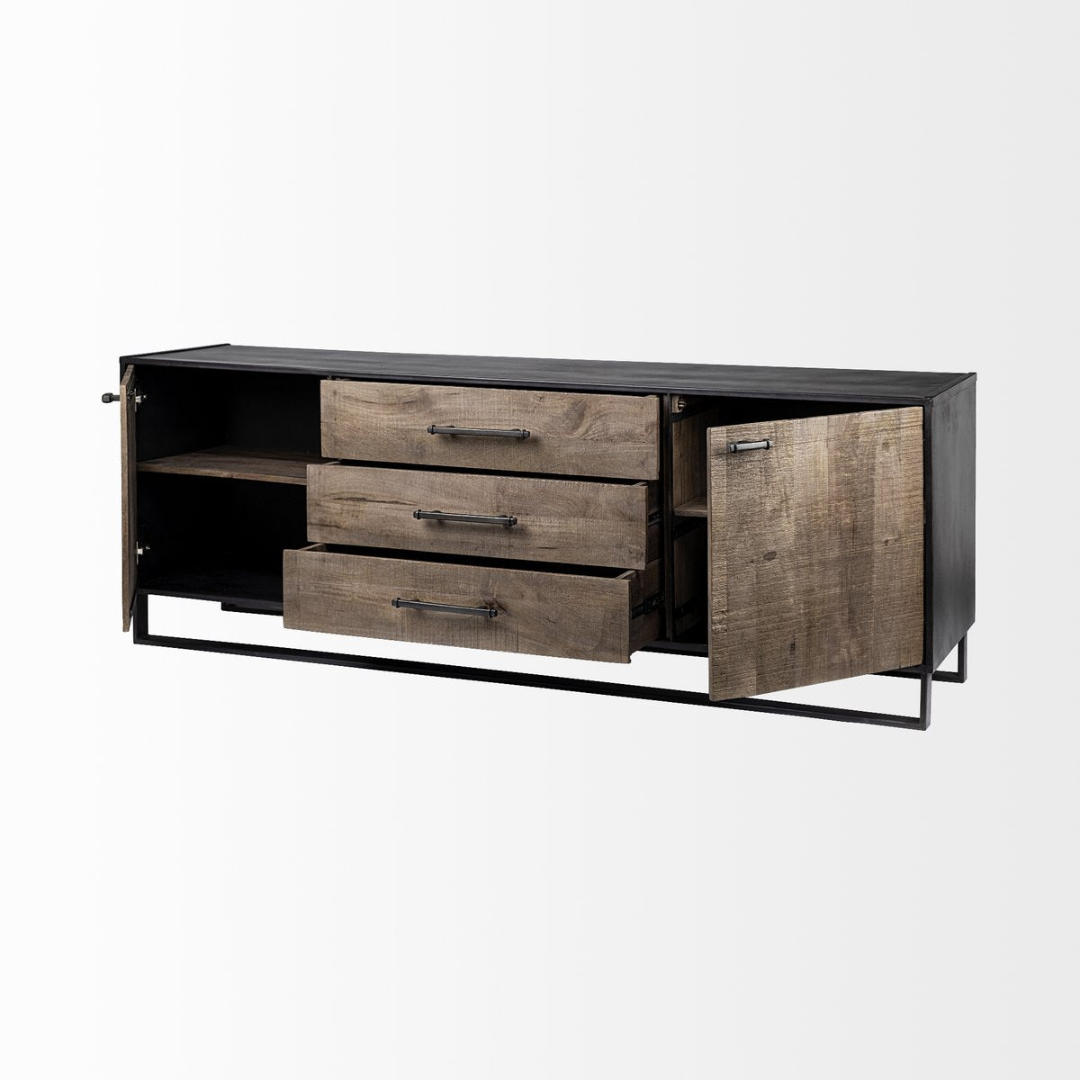 Mercana Alvin Three Drawers Wood Sideboard