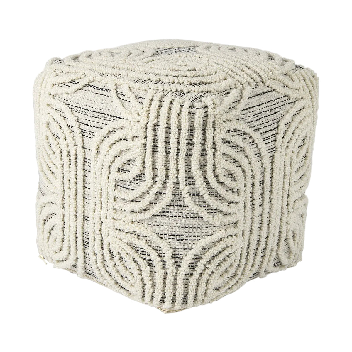 Mercana Amaira Patterned Wool Pouf