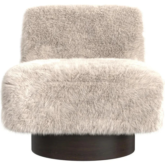 Bassett Mirror Amaya Wood Beige Swivel Armless Accent Chair
