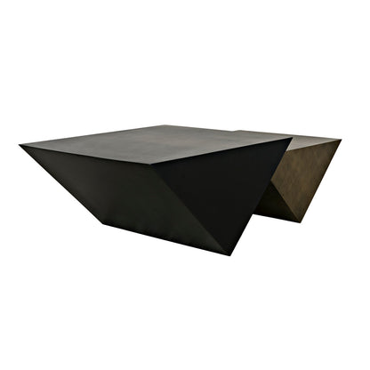 Amboss Coffee Table, Black Metal, Aged Brass Finish-Coffee Tables-Noir-Sideboards and Things