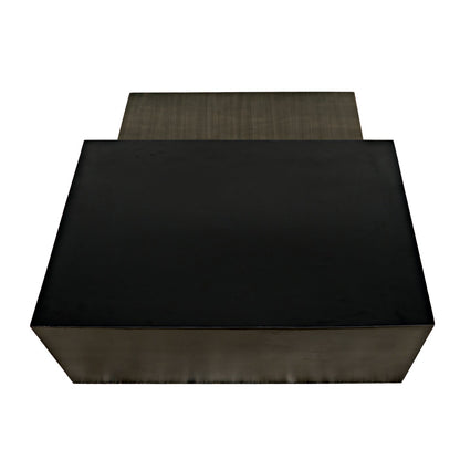 Amboss Coffee Table, Black Metal, Aged Brass Finish-Coffee Tables-Noir-Sideboards and Things