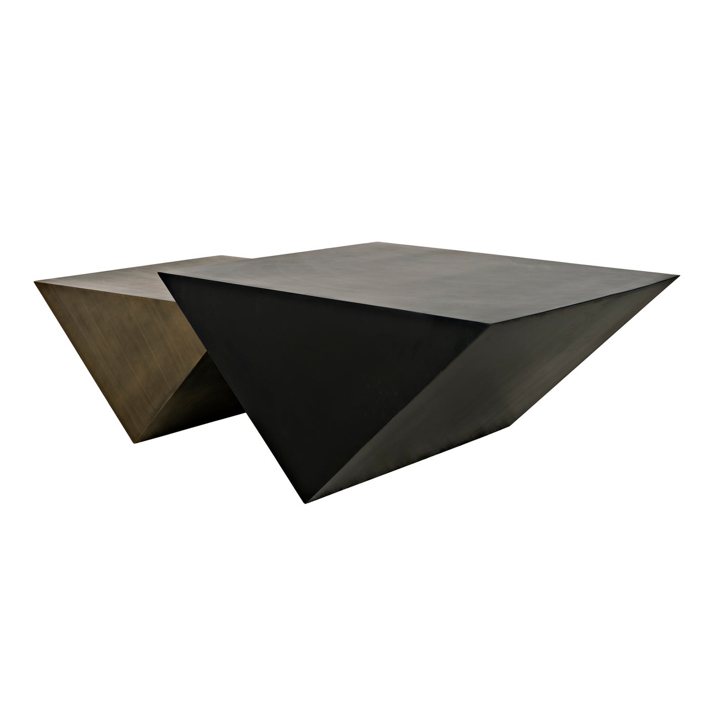 Amboss Coffee Table, Black Metal, Aged Brass Finish-Coffee Tables-Noir-Sideboards and Things