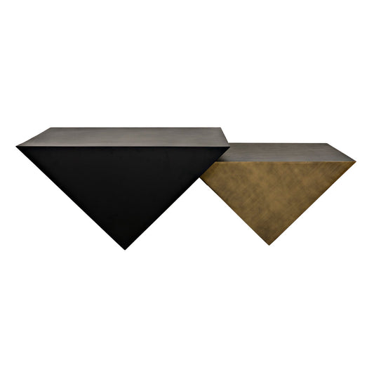 Amboss Coffee Table, Black Metal, Aged Brass Finish-Coffee Tables-Noir-Sideboards and Things