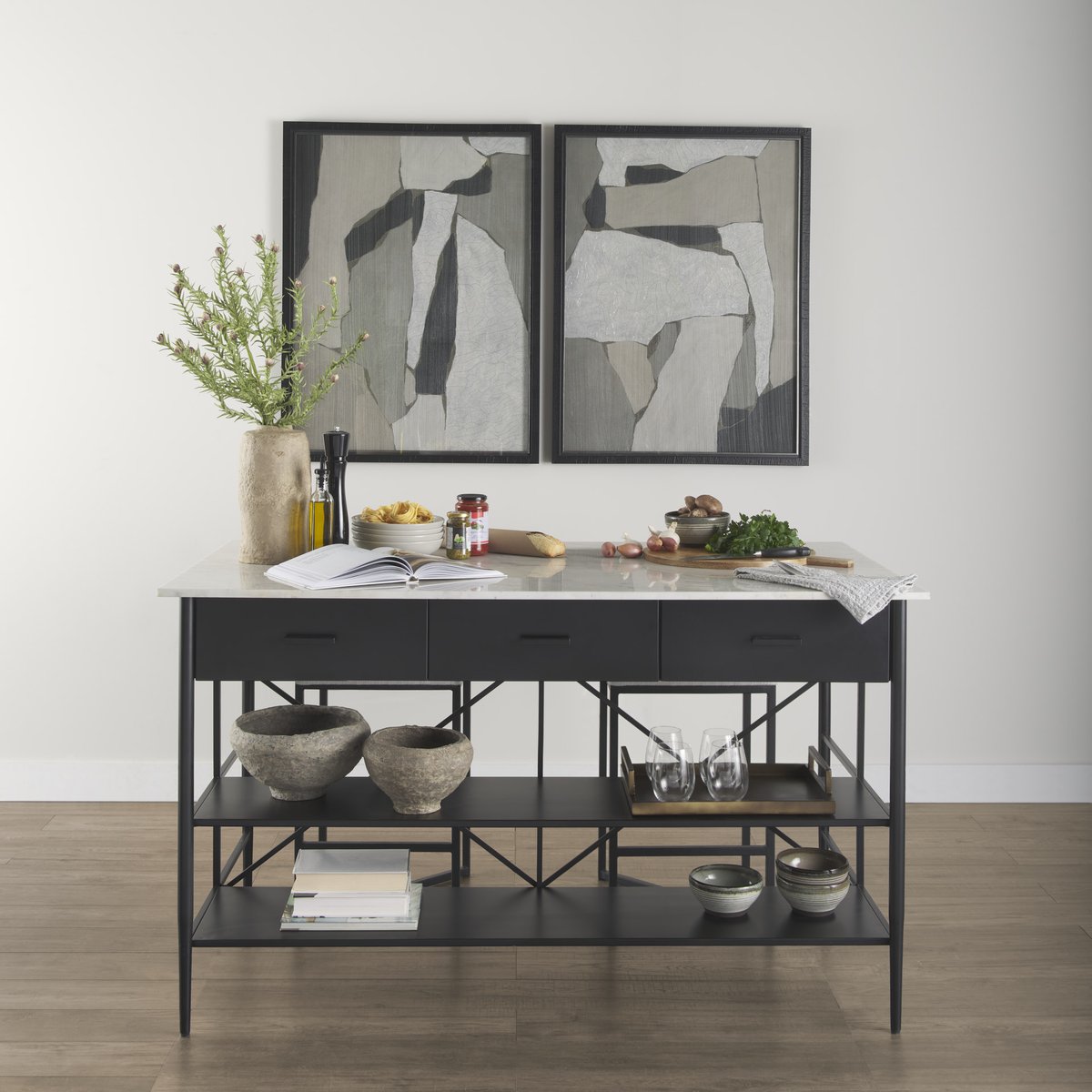 Mercana Amika White Marble Top Counter Table