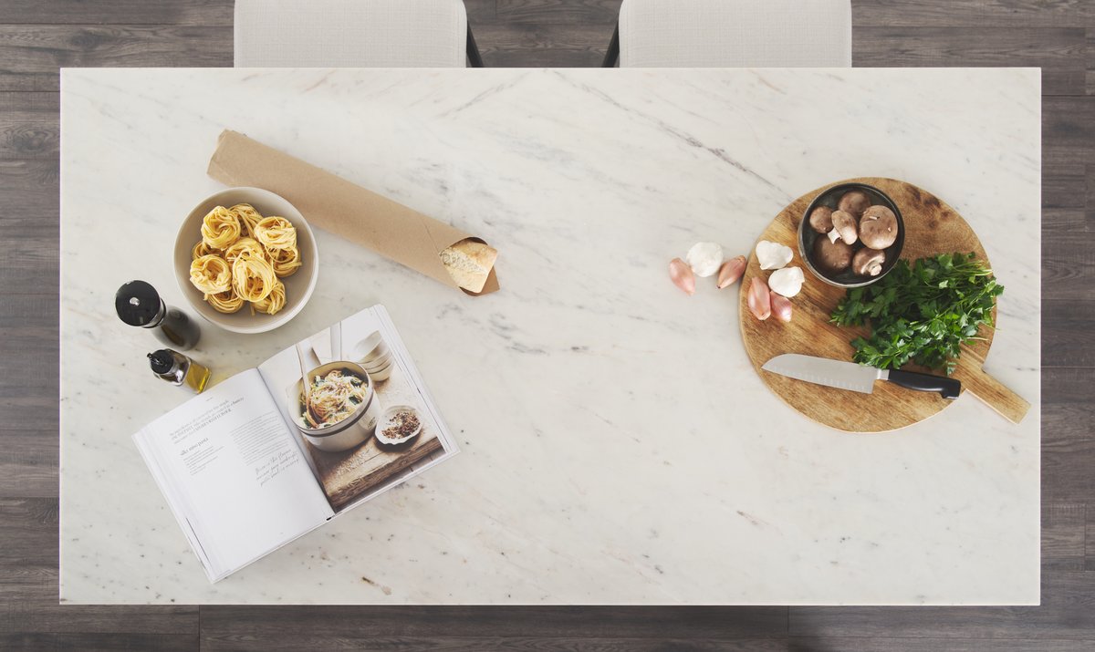 Mercana Amika White Marble Top Counter Table
