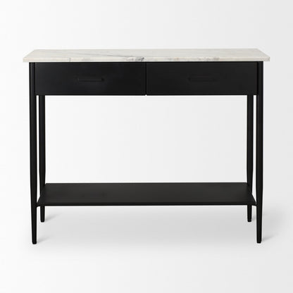 Mercana Amika White Marble Top Rectangular Console Table