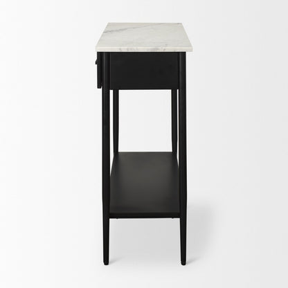 Mercana Amika White Marble Top Rectangular Console Table