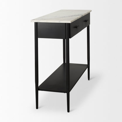 Mercana Amika White Marble Top Rectangular Console Table