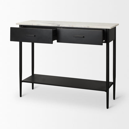 Mercana Amika White Marble Top Rectangular Console Table
