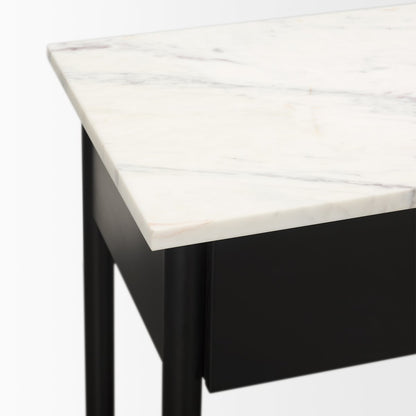 Mercana Amika White Marble Top Rectangular Console Table
