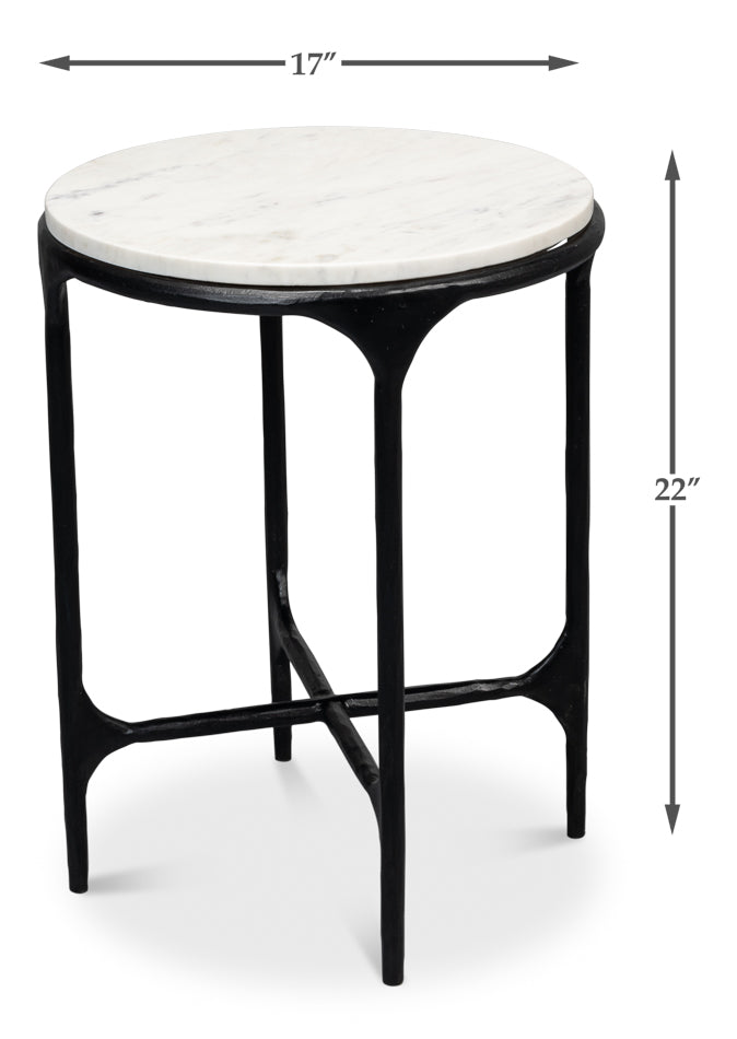 Anapa Round End Table-Side Tables-Sarreid-LOOMLAN