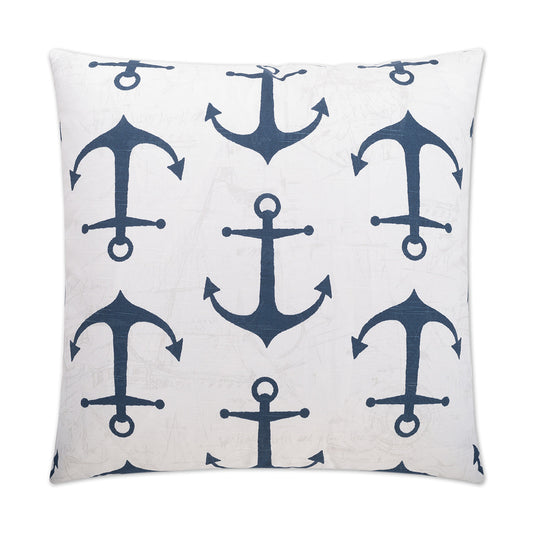 D.V. Kap Anchors Navy Blue Throw Pillow With Insert