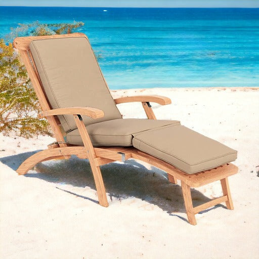 HiTeak Anders Teak Folding Chair Lounge Sunbrella Cushion