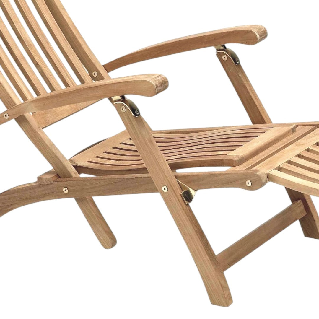 HiTeak Anders Teak Folding Chair Lounge Sunbrella Cushion