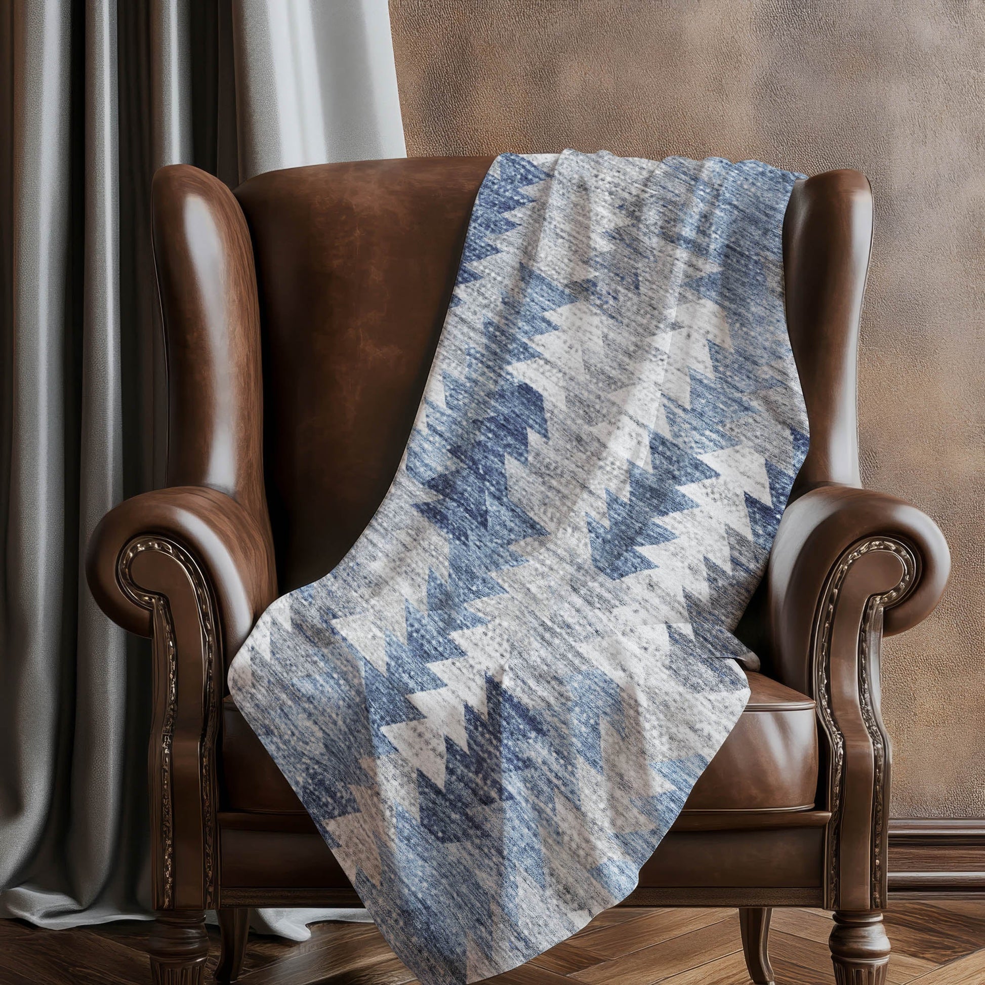 Addison Rugs Angled Checks Blue Washable Indoor-Outdoor Rug