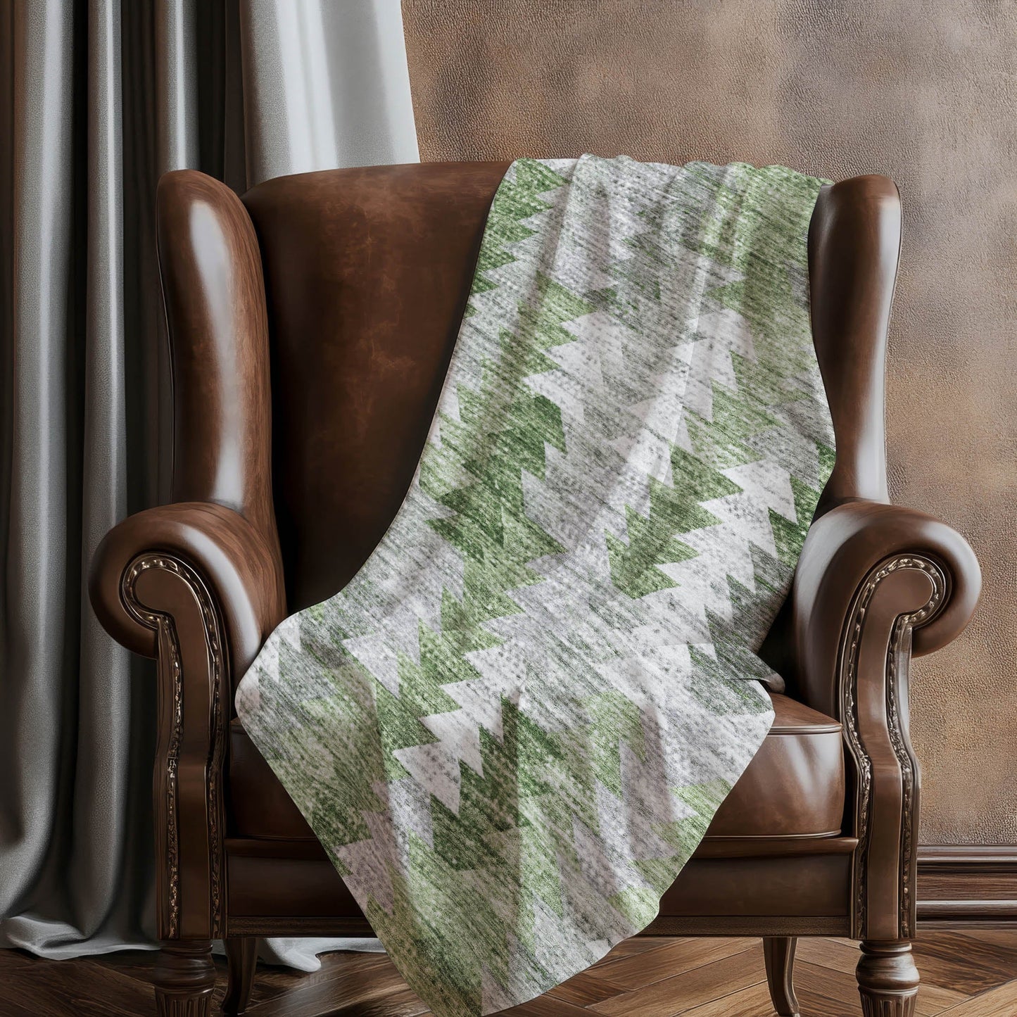 Addison Rugs Angled Checks Green Washable Indoor-Outdoor Rug
